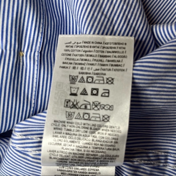 Guess Blue/White Striped Button Down Sleeveless Top Size L - Picture 5 of 9